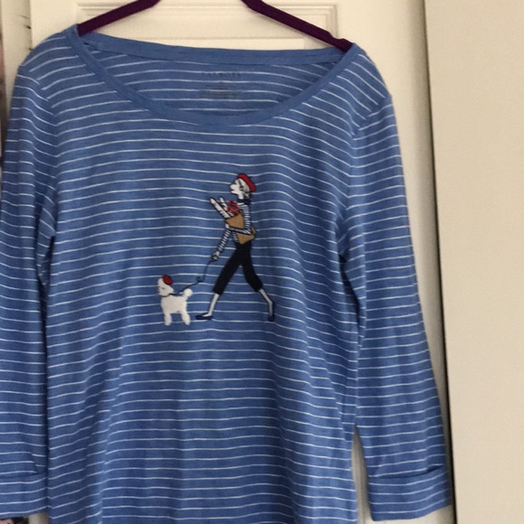 Talbots NWT XS Tee with French Woman walking dog. - Picture 2 of 4